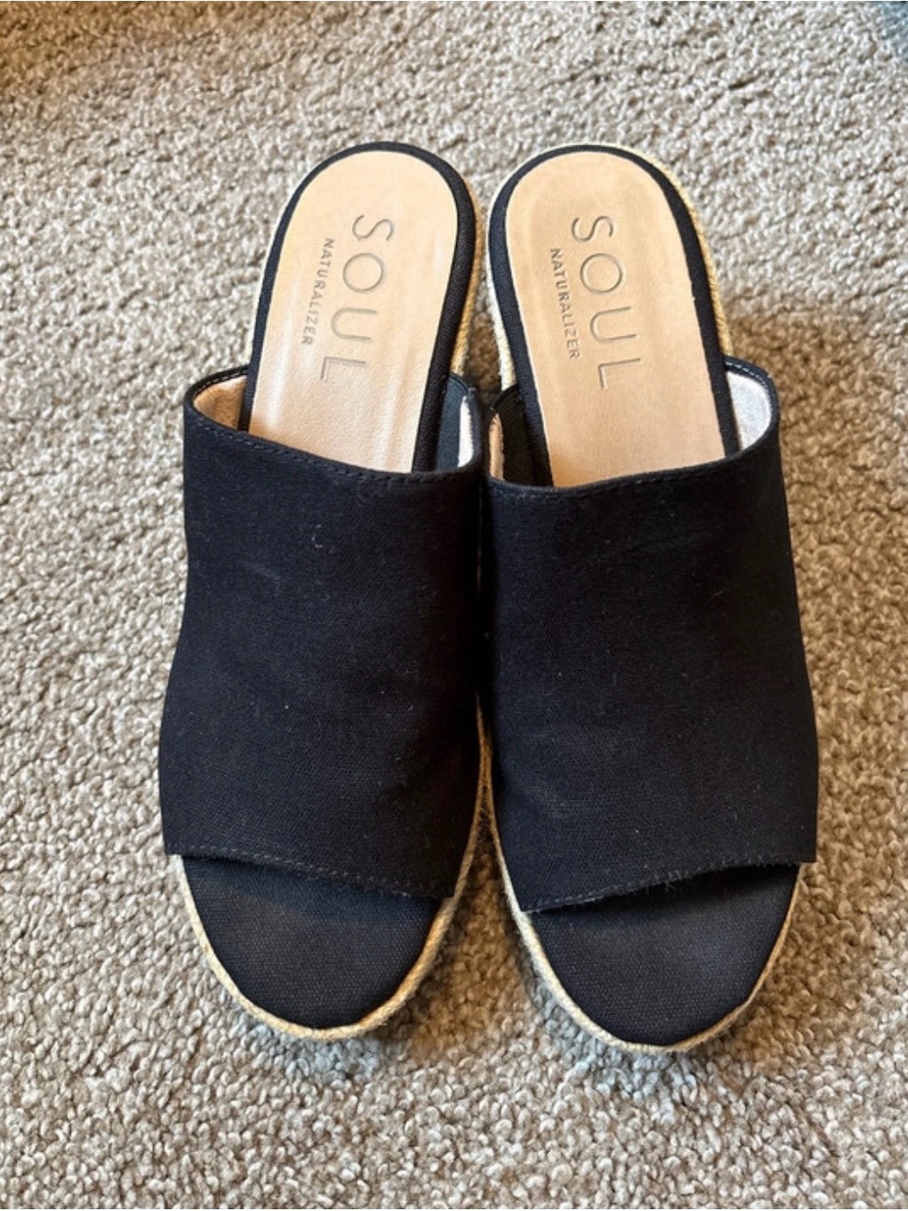 SOUL Naturalizer Black Espadrille Wedge Slide - Picture 2 of 2